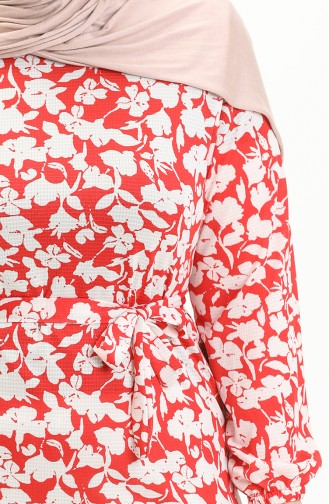 Große Größe Kleid mit Volantdetail 4574M-02 Rot 4574M-02
