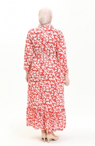 Große Größe Kleid mit Volantdetail 4574M-02 Rot 4574M-02