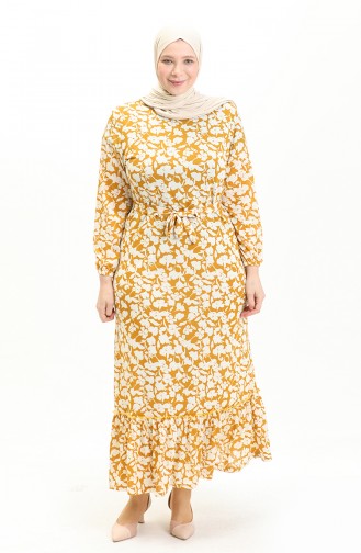 Plus Size Ruffled Dress 4574M-04 Yellow 4574M-04