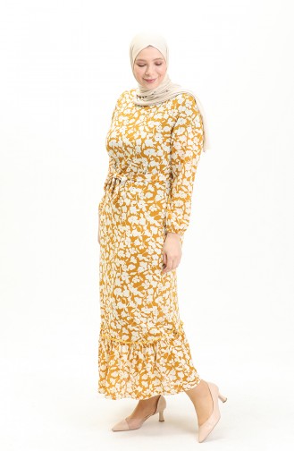 Plus Size Ruffled Dress 4574M-04 Yellow 4574M-04