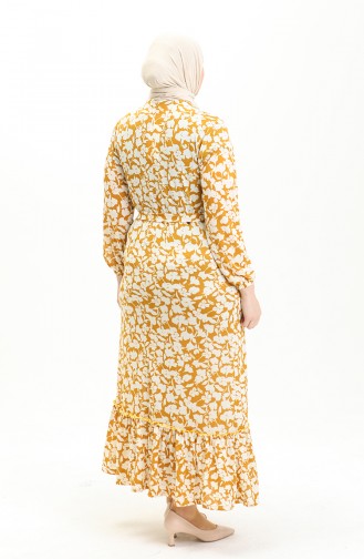 Plus Size Ruffled Dress 4574M-04 Yellow 4574M-04