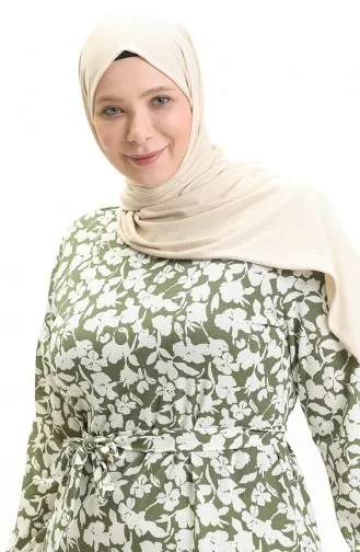 Große Größe Kleid mit Volantdetail 4574M-05 Khaki 4574M-05