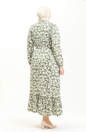 Große Größe Kleid mit Volantdetail 4574M-05 Khaki 4574M-05