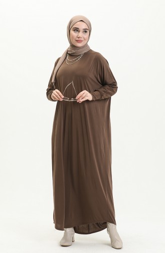 Yarasa Kol Salaş Elbise 2000-14 Kahverengi