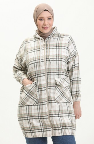 Plus Size Plaid Zippered Tunic 2008-06 Green 2008-06