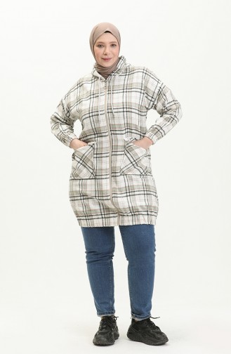 Plus Size Plaid Zippered Tunic 2008-06 Green 2008-06