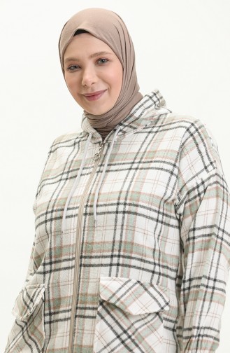 Plus Size Plaid Zippered Tunic 2008-06 Green 2008-06