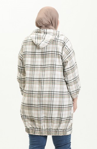 Plus Size Plaid Zippered Tunic 2008-06 Green 2008-06