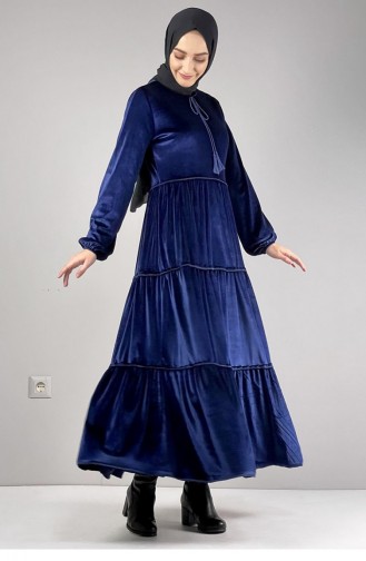 Navy Blue Hijab Dress 0255SGS.LCV