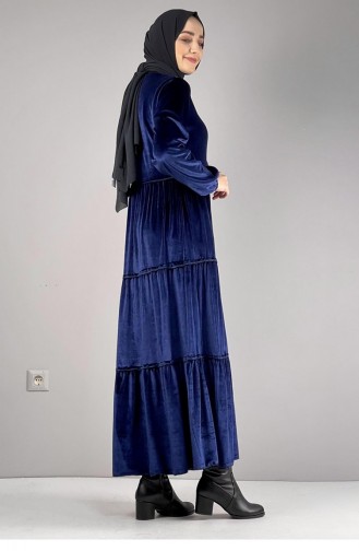 Navy Blue Hijab Dress 0255SGS.LCV