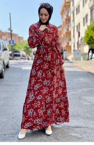 Weinrot Hijab Kleider 0263SGS.BRD