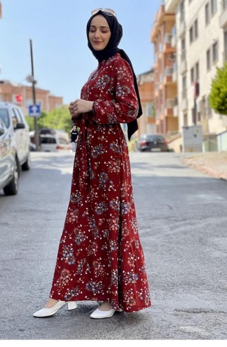 Weinrot Hijab Kleider 0263SGS.BRD