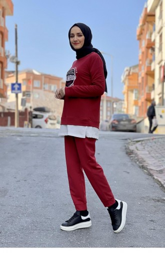 Baskılı Eşorfman Takımı Bordo