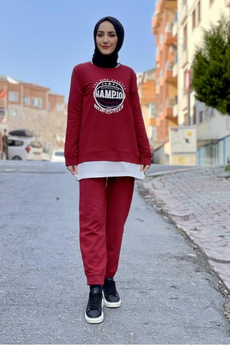 Baskılı Eşorfman Takımı Bordo