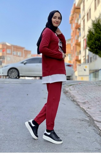 Baskılı Eşorfman Takımı Bordo