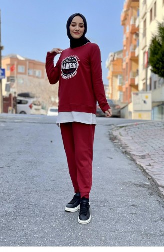 Baskılı Eşorfman Takımı Bordo