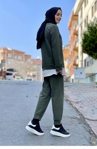 Baskılı Eşorfman Takımı Haki
