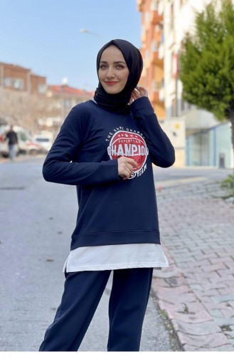 Baskılı Eşorfman Takımı Lacivert