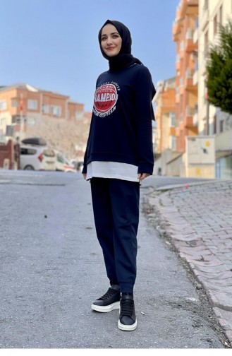 Baskılı Eşorfman Takımı Lacivert