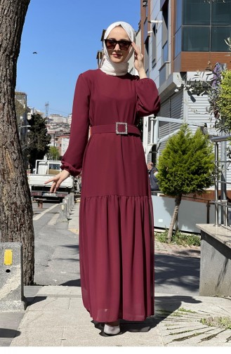 Claret Red Hijab Dress 2280NRY.BRD