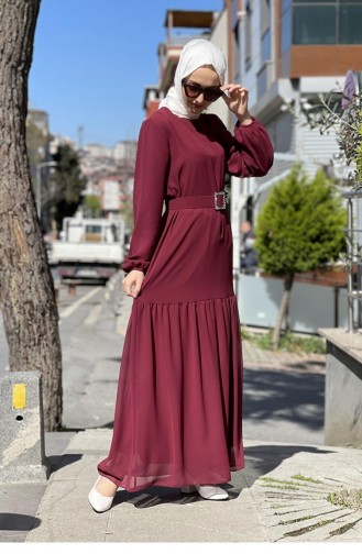 Claret red İslamitische Jurk 2280NRY.BRD