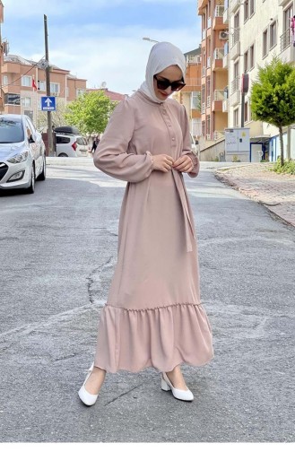فستان بني مائل للرمادي 2281NRY.VZN