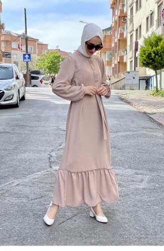 فستان بني مائل للرمادي 2281NRY.VZN