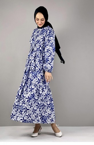 Navy Blue İslamitische Jurk 2295NRY.LCV