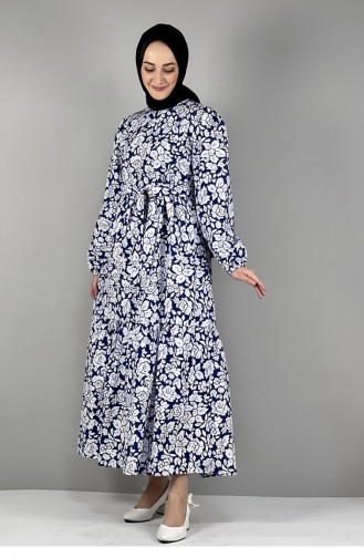 Navy Blue İslamitische Jurk 2297NRY.LCV