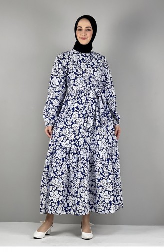 Navy Blue İslamitische Jurk 2297NRY.LCV