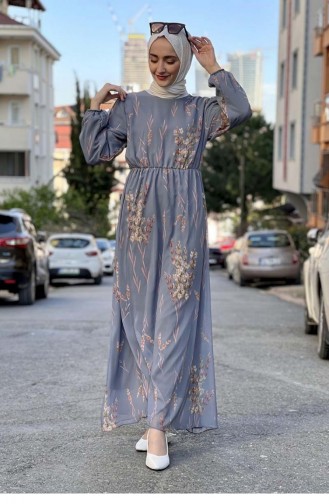 Grau Hijab Kleider 2308NRY.GRI