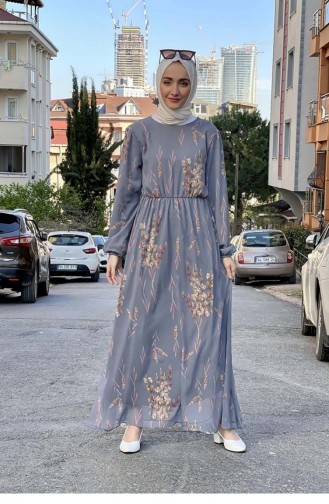 Grau Hijab Kleider 2308NRY.GRI