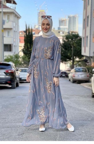 Grau Hijab Kleider 2308NRY.GRI