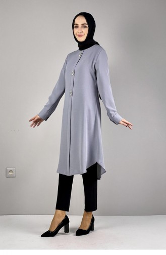 Düğme Detaylı Tunik Gri
