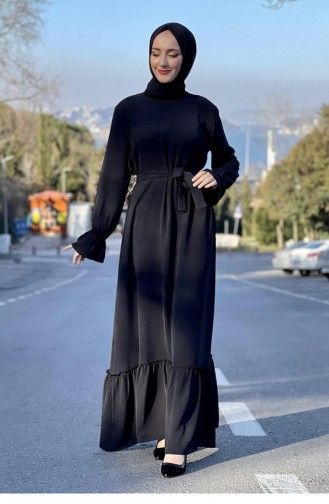 Schwarz Hijab Kleider 5022BGM.SYH