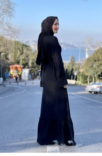 Schwarz Hijab Kleider 5022BGM.SYH