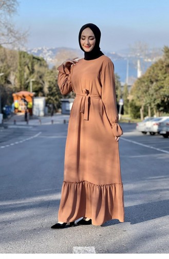 Tan Hijab Dress 5022BGM.TAB