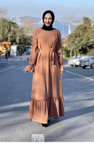 Tan Hijab Dress 5022BGM.TAB