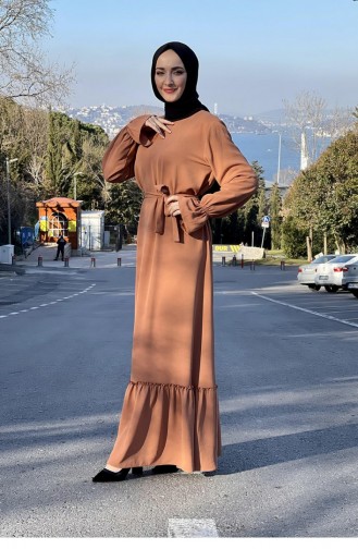Tan Hijab Dress 5022BGM.TAB