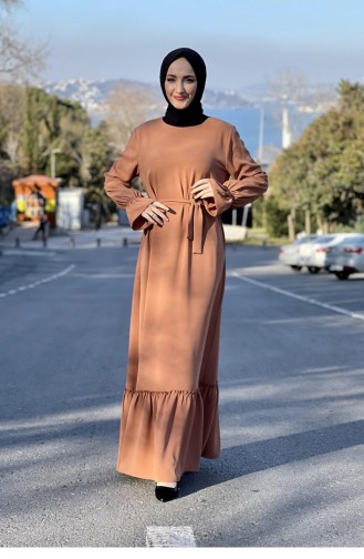 Tan Hijab Dress 5022BGM.TAB