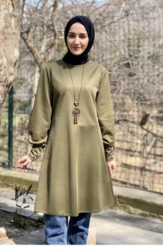 Kolları Manşetli Tunik Haki