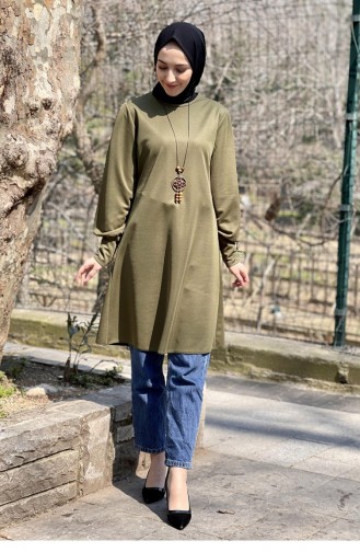 Kolları Manşetli Tunik Haki