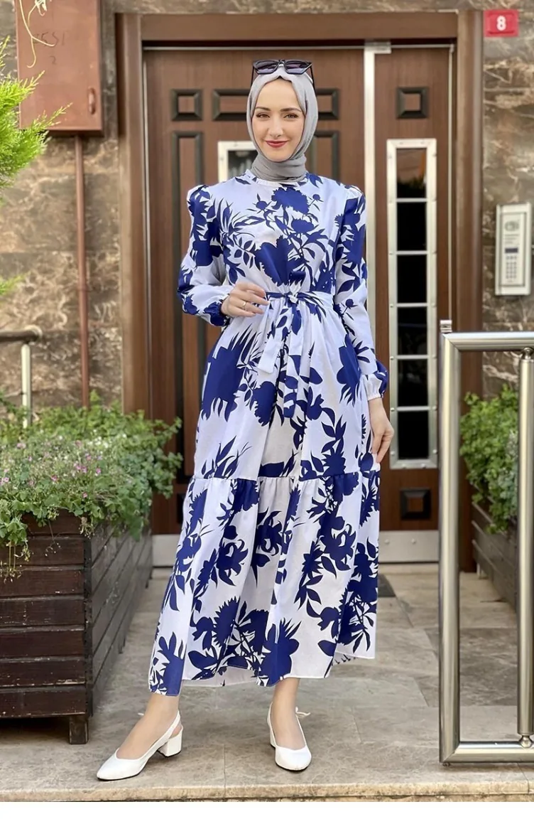 Navy Blue Hijab Dress 5375END.LCV