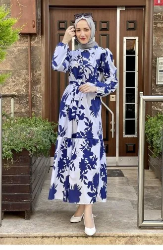 Navy Blue Hijab Dress 5375END.LCV