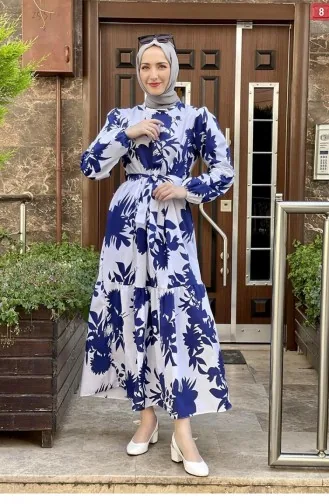 Navy Blue Hijab Dress 5375END.LCV