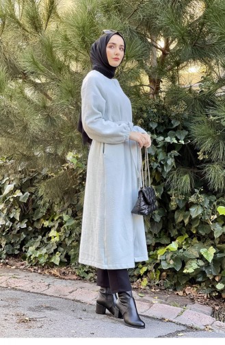 Düğmeli Kaşe Kap Bebe Mavisi