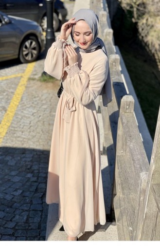 Beige Hijab Kleider 5401END.BEJ