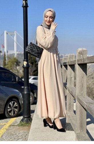 Beige Hijab Kleider 5401END.BEJ