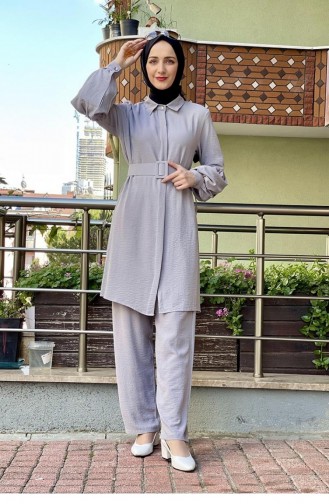 Embroidered Sleeve Aerobin Suit 5436-07 Gray 5436-07