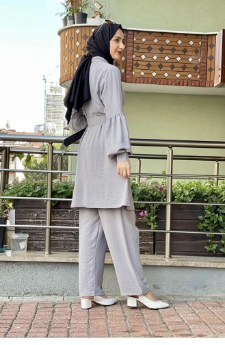 Embroidered Sleeve Aerobin Suit 5436-07 Gray 5436-07